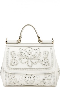 Сумка Sicily medium с прорезной вышивкой и зеркалом Dolce &amp; Gabbana