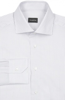 Хлопковая сорочка с воротником акула в клетку Ermenegildo Zegna