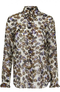 Шелковая блуза с контрастным принтом Derek Lam