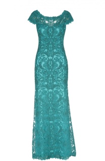 Приталенное кружевное платье в пол Tadashi Shoji