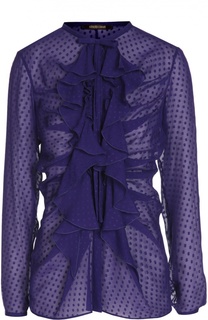 Шелковая полупрозрачная блуза с воланами Roberto Cavalli