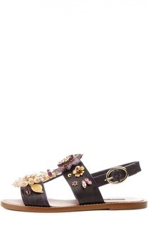 Кожаные сандалии с декором Dolce &amp; Gabbana