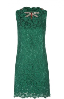 Кружевное платье без рукавов с вышивкой Dolce &amp; Gabbana