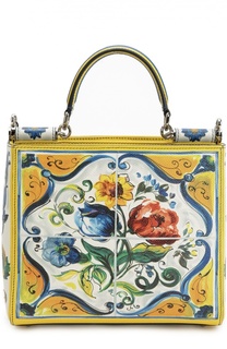 Кожаная сумка-тоут Sicily с принтом Dolce &amp; Gabbana