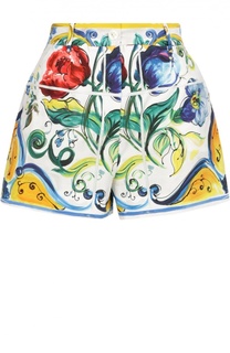 Мини-шорты с ярким принтом и завышенной талией Dolce &amp; Gabbana