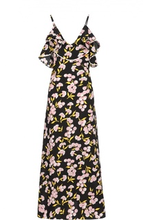 Шелковое платье-макси на бретельках с цветочным принтом Marni