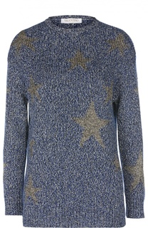 Хлопковый пуловер прямого кроя с принтом в виде звезд Valentino