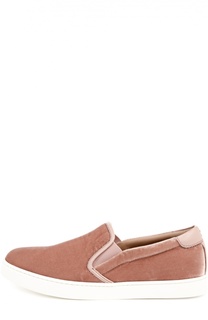 Бархатные слипоны с кожаной отделкой Gianvito Rossi
