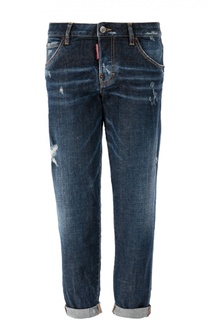Укороченные джинсы с потертостями и отворотами Dsquared2