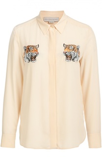 Шелковая удлиненная блуза с вышивкой в виде тигров Stella McCartney