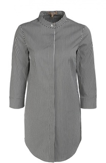Удлиненная блуза в мелкую клетку с воротником-стойкой Michael Kors