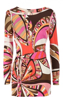 Удлиненная блуза с принтом и поясом Emilio Pucci