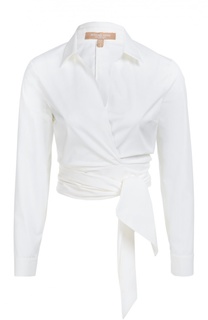 Укороченная хлопковая блуза с поясом Michael Kors