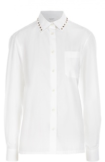 Блуза прямого кроя с накладным карманом и заклепками Valentino
