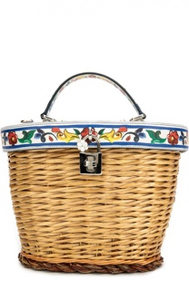 Плетеная сумка с отделкой из кожи с принтом Dolce &amp; Gabbana