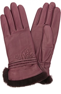 Кожаные перчатки с отделкой из меха кролика Agnelle