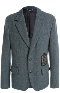 Шерстяной однобортный пиджак с нашивкой Dolce &amp; Gabbana