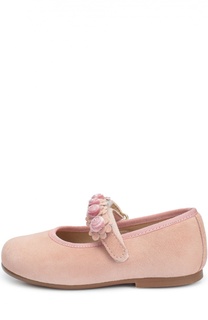 Замшевые туфли с цветочной аппликацией Clarys