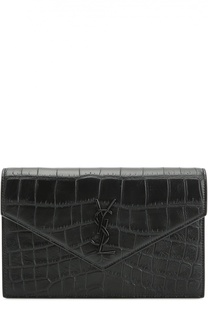 Сумка Monogram Envelope с тиснением под крокодила Saint Laurent