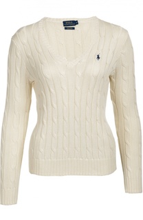 Пуловер фактурной вязки с V-образным вырезом Polo Ralph Lauren