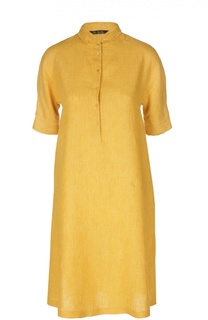 Льняное платье-рубашка с укороченным рукавом Loro Piana