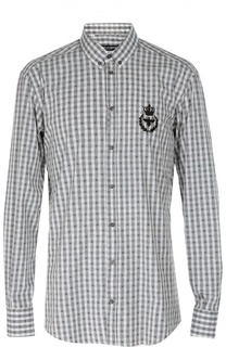 Хлопковая рубашка в клетку с воротником button down Dolce &amp; Gabbana