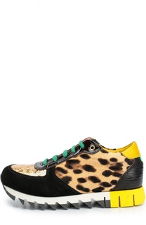 Комбинированные кроссовки с глиттером и рисунком Dolce &amp; Gabbana