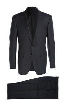 Приталенный костюм из смеси шерсти и шелка в клетку Ermenegildo Zegna