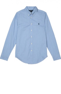 Хлопковая рубашка в полоску с воротником button down Polo Ralph Lauren