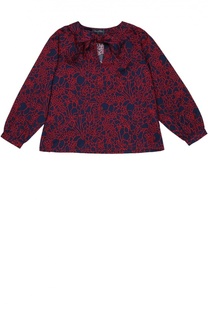 Блуза с бантом и контрастным принтом Oscar de la Renta