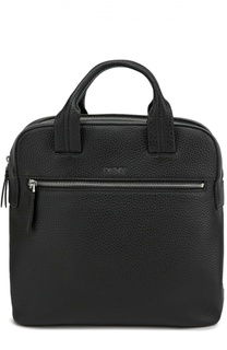 Кожаный рюкзак с двумя ручками и внешним карманом DKNY
