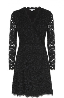 Кружевное мини-платье с запахом и длинным рукавом Diane Von Furstenberg
