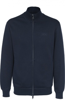 Хлопковая толстовка на молнии с воротником-стойкой Armani Jeans