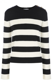 Шерстяной пуловер в контрастную полоску с декоративной отделкой REDVALENTINO