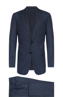 Шерстяной приталенный костюм в полоску Armani Collezioni