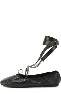 Кожаные балетки Rockstud с ремешками на цепочках Valentino