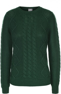 Кашемировый пуловер фактурной вязки с круглым вырезом FTC