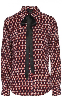 Шелковая блуза с ярким принтом и воротником аскот Marc Jacobs