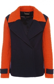 Укороченное пальто с широкими лацканами и контрастной отделкой Diane Von Furstenberg