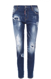 Укороченные облегающие джинсы с потертостями Dsquared2