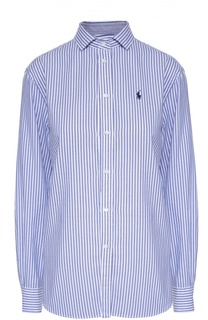 Хлопковая блуза прямого кроя в полоску Polo Ralph Lauren