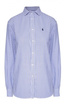 Хлопковая блуза прямого кроя в полоску Polo Ralph Lauren