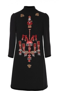 Мини-платье прямого кроя с яркой вышивкой Dolce &amp; Gabbana
