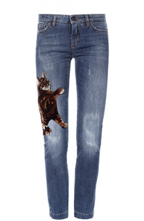 Укороченные джинсы-скинни с отделкой Dolce &amp; Gabbana