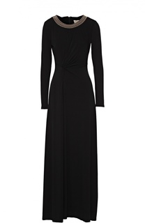 Платье в пол с высоким разрезом и длинным воротником Michael Michael Kors