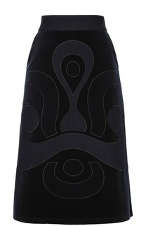 Бархатная юбка с декоративной отделкой и широким поясом Escada Sport