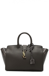 Сумка Monogram Cabas с отделкой из кожи питона Saint Laurent