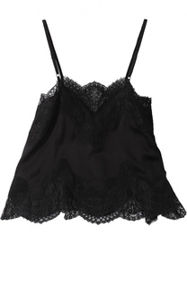 Шелковый топ с кружевной отделкой Alice + Olivia