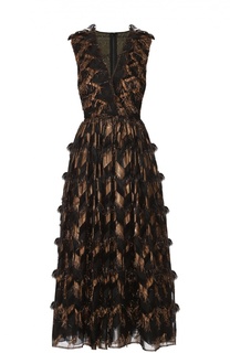 Приталенное платье с декоративной отделкой и V-образным вырезом Dolce &amp; Gabbana