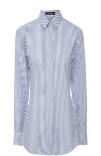 Хлопковая приталенная блуза в полоску Dolce &amp; Gabbana